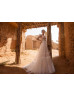 Short Sleeves Ivory Lace Dots Tulle V Back Wedding Dress